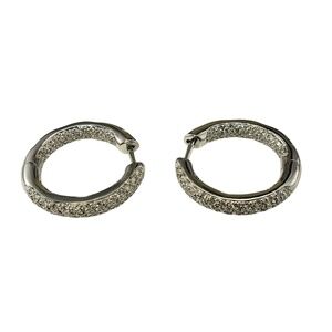 14 Karat White Gold Diamond Hoop Earrings #21231
